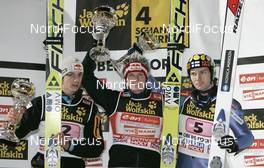 30.12.2007, Oberstdorf, Germany (GER): l-r: Gregor Schlierenzauer (AUT), Thomas Morgenstern (AUT), Janne Ahonen (FIN) - FIS world cup ski jumping, four hills tournament, individual HS137, Oberstdorf (GER). www.nordicfocus.com. c Furtner/NordicFocus. Every downloaded picture is fee-liable.