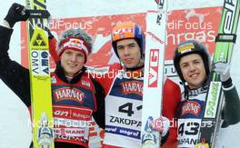 27.01.2008, Zakopane, Poland (POL): l-f  Thomas Morgenstern (AUT) Anders Bardal (NOR) Simon Ammann (SUI) - FIS world cup ski jumping, individual HS134, Zakopane (POL). www.nordicfocus.com. c Domanski/NordicFocus. Every downloaded picture is fee-liable.
