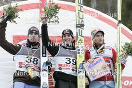 14.03.2008, Planica, Slovakia (SLO): l-r: Janne Ahonen (FIN), Gregor Schlierenzauer (AUT), Bjoern Einar Romoeren (NOR) - FIS world ski jumping, individual HS215, Planica (SLO). www.nordicfocus.com. c Furtner/NordicFocus. Every downloaded picture is fee-liable.