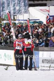 15.03.2008, Planica, Slovakia (SLO): l-r: Anders Bardal (NOR), Tom Hilde (NOR) - FIS world ski jumping, team HS215, Planica (SLO). www.nordicfocus.com. c Furtner/NordicFocus. Every downloaded picture is fee-liable.