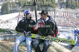 23.02.2008, Oberstdorf, Germany (GER): l-r: Gregor Schlierenzauer (AUT), Markus Prock Betreuer - FIS world championship ski flying, individual HS213, Oberstdorf (GER). www.nordicfocus.com. c Furtner/NordicFocus. Every downloaded picture is fee-liable.