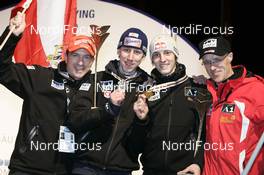 23.02.2008, Oberstdorf, Germany (GER): l-r: Alexander Pointner, Martin Koch (AUT), Gregor Schlierenzauer (AUT), Toni Innauer - FIS world championship ski flying, individual HS213, Oberstdorf (GER). www.nordicfocus.com. c Furtner/NordicFocus. Every downloaded picture is fee-liable.