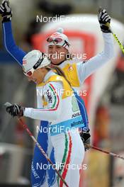 06.12.2009, Duesseldorf, Germany (GER): Arianna Follis (ITA), Fischer, Salomon, Swix and Magda Genuin (ITA), Rossignol, Rottefella, One Way, Yoko  - FIS world cup cross-country, team sprint, Duesseldorf. www.nordicfocus.com. © Felgenhauer/NordicFocus. Every downloaded picture is fee-liable.