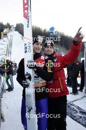 09.01.2009, Bad Mitterndorf, Austria (AUT): l-r: Wolfgang Loitzl (AUT), Atomic, Florian Kotlabe press manager - FIS world cup ski jumping, Qualification, Bad Mitterndorf (AUT). www.nordicfocus.com. © Furtner/NordicFocus. Every downloaded picture is fee-liable.