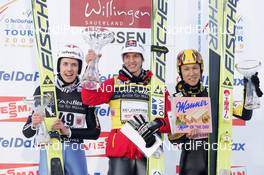 08.02.2009, Willingen, Germany (GER): Simon Ammann (SUI), Fischer, adidas , Gregor Schlierenzauer (AUT), Fischer , Noiraki Kasai (JPN), Fischer  - FIS world cup ski jumping, individual HS145, Willingen (GER). www.nordicfocus.com. © Domanski/NordicFocus. Every downloaded picture is fee-liable.