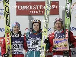 14.02.2009, Oberstdorf, Germany (GER): l-r: Anders Jacobsen (NOR), Fischer, Harri Olli (FIN), Fischer, Johan Remen Evensen (NOR), Elan - FIS world cup ski jumping, individual HS213, Oberstdorf (GER). www.nordicfocus.com. © Furtner/NordicFocus. Every downloaded picture is fee-liable.