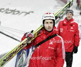 13.02.2009, Oberstdorf, Germany (GER): Simon Ammann (SUI), Fischer, adidas -s FIS world cup ski jumping, training, Oberstdorf (GER). www.nordicfocus.com. © Furtner/NordicFocus. Every downloaded picture is fee-liable.