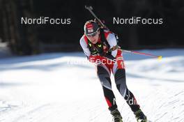22.01.2011, Antholz, Italy (ITA): Iris Waldhuber (AUT), Fischer, Rottefella, Leki - IBU world cup biathlon, relay women, Antholz (ITA). www.nordicfocus.com. © Manzoni/NordicFocus. Every downloaded picture is fee-liable.