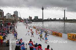 04.12.2011, Duesseldorf, Germany (GER): venue, dark clouds over the river Rhine - FIS world cup cross-country, team sprint, Duesseldorf (GER). www.nordicfocus.com. © Hemmersbach/NordicFocus. Every downloaded picture is fee-liable.