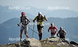 09.07.2011, Samnaun, Switzerland (SUI): l-r: Julia Boettger (Team Salomon), Anna Frost (Team Salomon) in between two men - Salomon 4 Trails, trail running, 32km, Landeck (AUT) - Samnaun (SUI). www.nordicfocus.com. © NordicFocus. Every downloaded picture is fee-liable.