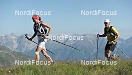 09.07.2011, Samnaun, Switzerland (SUI): Julia Boettger (Team Salomon) leads a small group - Salomon 4 Trails, trail running, 32km, Landeck (AUT) - Samnaun (SUI). www.nordicfocus.com. © NordicFocus. Every downloaded picture is fee-liable.