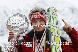 20.03.2011, Planica, Slovenia (SLO): Overall World Cup Winner Thomas Morgenstern (AUT), Fischer  - FIS world cup ski jumping final, cups, Planica (SLO). www.nordicfocus.com. © Hemmersbach/NordicFocus. Every downloaded picture is fee-liable.