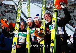 05.03.2011, Oslo, Norway (NOR):  (l-r) Gregor Schlierenzauer (AUT), Fischer, Martin Koch (AUT), Fischer, Andreas Kofler (AUT), Fischer and Thomas Morgenstern (AUT), Fischer- FIS nordic world ski championships, ski jumping, team HS134, Oslo (NOR). www.nordicfocus.com. © Laiho/NordicFocus. Every downloaded picture is fee-liable.