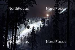 25.11.2011, Kuusamo, Finland (FIN): the ski jumping hill glowing in the dark - FIS world cup ski jumping, training, Kuusamo (FIN). www.nordicfocus.com. © Felgenhauer/NordicFocus. Every downloaded picture is fee-liable.