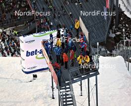 30.12.2011, Oberstdorf, Germany (GER): coaches stand seen from above - FIS world cup ski jumping, four hills tournament, individual HS137, Oberstdorf (GER). www.nordicfocus.com. © Felgenhauer/NordicFocus. Every downloaded picture is fee-liable.