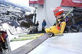 30.12.2011, Oberstdorf, Germany (GER): Pascal Bodmer (GER), Fischer, preparing to start - FIS world cup ski jumping, four hills tournament, individual HS137, Oberstdorf (GER). www.nordicfocus.com. © Felgenhauer/NordicFocus. Every downloaded picture is fee-liable.