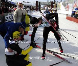 06.03.2011, Mora, Sweden (SWE): l-r Joergen Brink (SWE), Madshus, Ski Go, Rottefella and Stanislav Rezac (CZE), Madshus, Swix, Rottefella - FIS Marathon Cup Vasaloppet, Mora (SWE). www.nordicfocus.com. © Schmidt/NordicFocus. Every downloaded picture is fee-liable.