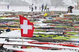 13.03.2011, St. Moritz, Switzerland (SUI): feature, ski at the start line - FIS Marathon Cup Engadin Skimarathon, St. Moritz (SUI). www.nordicfocus.com. © Hemmersbach/NordicFocus. Every downloaded picture is fee-liable.