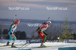 02.12.2012, Oestersund, Sweden (SWE): Nadezhda Skardino (BLR), Fischer, Rottefella, Vita Semerenko (UKR), Fischer, Salomon, Swix - IBU world cup biathlon, pursuit women, Oestersund (SWE). www.nordicfocus.com. © Manzoni/NordicFocus. Every downloaded picture is fee-liable.