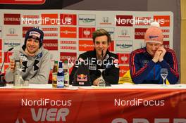 30.12.2012, Oberstdorf, Germany (GER): (l-r) Andreas Kofler (AUT), Fischer, Gregor Schlierenzauer (AUT), Fischer and Severin Freund (GER), Fischer in the opening press comference of the four hills tournament  - FIS world cup ski jumping, four hills tournament, individual HS137, Oberstdorf (GER). www.nordicfocus.com. © Laiho/NordicFocus. Every downloaded picture is fee-liable.