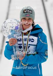 09.03.2012, Oslo, Norway (NOR): overall world cup winner 2011/2012 Sarah Hendrickson (USA), Fluege.de  - FIS world cup ski jumping ladies, Oslo (NOR). www.nordicfocus.com. Â© Laiho/NordicFocus. Every downloaded picture is fee-liable.