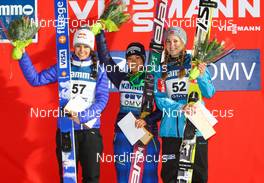 24.11.2012, Lillehammer, Norway (NOR):  (l-r) Sarah Hendrickson (USA), Fluege.de, Sara Takanashi (JPN), Elan and Anette Sagen (NOR), Fischer - FIS world cup ski jumping ladies, individual HS100, Lillehammer (NOR). www.nordicfocus.com. © Laiho/NordicFocus. Every downloaded picture is fee-liable.