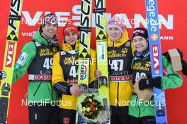 10.03.2013, Lahti, Finland (FIN): (l-r) Anders Bardal (NOR), Fischer, Richard Freitag (GER), Fischer, Severin Freund (GER), Fischer and Anders Jacobsen (NOR), Fluege.de - FIS world cup ski jumping, individual HS130, Lahti (FIN). www.nordicfocus.com. © Laiho/NordicFocus. Every downloaded picture is fee-liable.