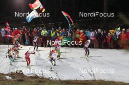 05.01.2014, Oberhof, Germany (GER): Kaisa Maekaeraeinen (FIN) leads the field - IBU world cup biathlon, mass women, Oberhof (GER). www.nordicfocus.com. © Manzoni/NordicFocus. Every downloaded picture is fee-liable.