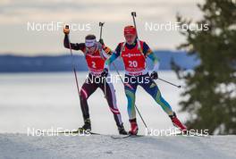 13.03.2014, Kontiolahti, Finland (FIN): (l-r) Simon Eder (AUT), Fischer, Rottefella, Swix and Serhiy Semenov (UKR), Fischer, Rottefella, Alpina, Swix - IBU world cup biathlon, sprint men, Kontiolahti (FIN). www.nordicfocus.com. © Laiho/NordicFocus. Every downloaded picture is fee-liable.