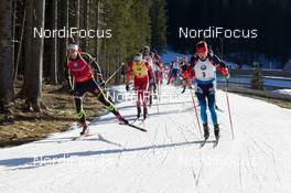 21.12.2014, Pokljuka, Slovenia (SLO): Martin Fourcade (FRA), Anton Shipulin (RUS), Emil Hegle Svendsen (NOR) - IBU world cup biathlon, mass men, Pokljuka (SLO). www.nordicfocus.com. © Manzoni/NordicFocus. Every downloaded picture is fee-liable.