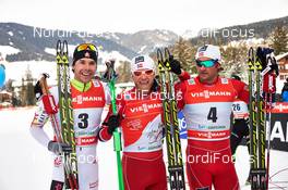 03.01.2014, Cortina-Toblach, Italy (ITA): Alex Harvey (CAN), Martin Johnsrud Sundby (NOR), Petter Northug (NOR), (l-r) - FIS world cup cross-country, tour de ski, pursuit men, Cortina-Toblach (ITA). www.nordicfocus.com. © Felgenhauer/NordicFocus. Every downloaded picture is fee-liable.