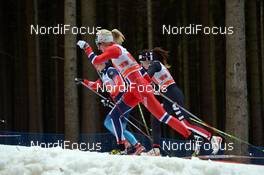 12.01.2014, Nove Mesto, Czech Republic (CZE): Evgenia Shapalova (RUS), Kathrina Rolsted Harsem (NOR), Ilaria Debertolis (ITA), (l-r) - FIS world cup cross-country, team sprint, Nove Mesto (CZE). www.nordicfocus.com. © Rauschendorfer/NordicFocus. Every downloaded picture is fee-liable.