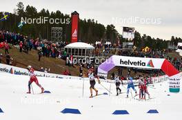 14.03.2014, Falun, Sweden (SWE): Ingvild Flugstad Oestberg (NOR), Denise Herrmann (GER), Sophie Caldwell (USA), Aino-Kaisa Saarinen (FIN), Maiken Caspersen Falla (NOR),  - FIS world cup cross-country, individual sprint, Falun (SWE). www.nordicfocus.com. © Felgenhauer/NordicFocus. Every downloaded picture is fee-liable.