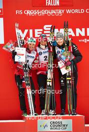 14.03.2014, Falun, Sweden (SWE): Ingvild Flugstad Oestberg (NOR), Marit Bjoergen (NOR), Stina Nilsson (SWE), (l-r) - FIS world cup cross-country, individual sprint, Falun (SWE). www.nordicfocus.com. © Felgenhauer/NordicFocus. Every downloaded picture is fee-liable.
