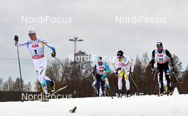 14.03.2014, Falun, Sweden (SWE): Calle Halfvarsson (SWE), Alexey Poltoranin (KAZ), Alex Harvey (CAN), Andrew Newell (USA), (l-r) - FIS world cup cross-country, individual sprint, Falun (SWE). www.nordicfocus.com. © Felgenhauer/NordicFocus. Every downloaded picture is fee-liable.
