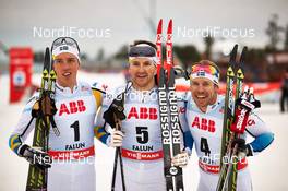 14.03.2014, Falun, Sweden (SWE): Calle Halfvarsson (SWE), Teodor Peterson (SWE), Emil Joensson (SWE), (l-r) - FIS world cup cross-country, individual sprint, Falun (SWE). www.nordicfocus.com. © Felgenhauer/NordicFocus. Every downloaded picture is fee-liable.
