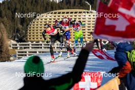 21.12.2014, Davos, Switzerland (SUI): Laurien van der Graaff (SUI), Rossignol, One Way, Rottefella, Odlo followed by Kikkan Randall (USA), Fischer, Yoko, Rottefella - FIS world cup cross-country, individual sprint, Davos (SUI). www.nordicfocus.com. © Laiho/NordicFocus. Every downloaded picture is fee-liable.