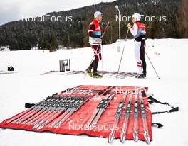16.01.2014, Seefeld, Austria (AUT): austrian teammates ready for ski tests - FIS world cup nordic combined, training, Seefeld (AUT). www.nordicfocus.com. © Felgenhauer/NordicFocus. Every downloaded picture is fee-liable.