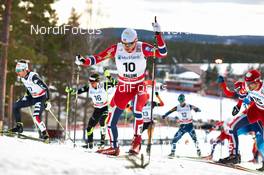 15.03.2014, Falun, Sweden (SWE): Alessandro Pittin (ITA), Francois Braud (FRA), Haavard Klemetsen (NOR), Magnus Moan (NOR), (l-r) - FIS world cup nordic combined, individual gundersen HS100/10km, Falun (SWE). www.nordicfocus.com. © Felgenhauer/NordicFocus. Every downloaded picture is fee-liable.