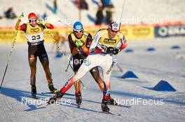 06.12.2014, Lillehammer, Norway (NOR): Fabian Riessle (GER), Tino Edelmann (GER), Magnus Hovdal Moan (NOR), (l-r)  - FIS world cup nordic combined, individual gundersen HS100/10km, Lillehammer (NOR). www.nordicfocus.com. © Felgenhauer/NordicFocus. Every downloaded picture is fee-liable.