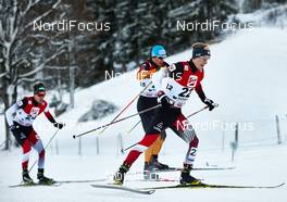 21.12.2014, Ramsau, Austria (AUT): Philipp Orter (AUT), Tino Edelmann (GER), Fabian Steindl (AUT), (l-r)  - FIS world cup nordic combined, individual gundersen HS98/10km, Ramsau (AUT). www.nordicfocus.com. © Felgenhauer/NordicFocus. Every downloaded picture is fee-liable.