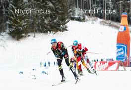 21.12.2014, Ramsau, Austria (AUT): Sebastien Lacroix (FRA), Lukas Klapfer (AUT), (l-r)  - FIS world cup nordic combined, individual gundersen HS98/10km, Ramsau (AUT). www.nordicfocus.com. © Felgenhauer/NordicFocus. Every downloaded picture is fee-liable.