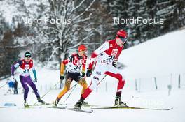 21.12.2014, Ramsau, Austria (AUT): Taihei Kato (JPN), Manuel Faisst (GER), Adam Cieslar (POL), (l-r)  - FIS world cup nordic combined, individual gundersen HS98/10km, Ramsau (AUT). www.nordicfocus.com. © Felgenhauer/NordicFocus. Every downloaded picture is fee-liable.
