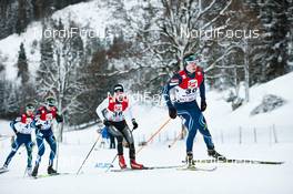 21.12.2014, Ramsau, Austria (AUT): Arttu Maekiaho (FIN), Leevi Mutru (FIN), Karl-August Tiirmaa (EST), Matti Herola (FIN), (l-r)  - FIS world cup nordic combined, individual gundersen HS98/10km, Ramsau (AUT). www.nordicfocus.com. © Felgenhauer/NordicFocus. Every downloaded picture is fee-liable.