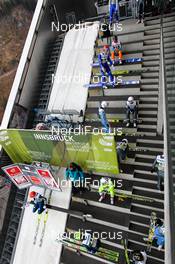 03.01.2014, Innsbruck, Austria (AUT): athletes waiting at the inrun - FIS world cup ski jumping, four hills tournament, individual HS130 qualification, Innsbruck (AUT). www.nordicfocus.com. © Laiho/NordicFocus. Every downloaded picture is fee-liable.