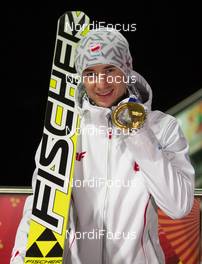 09.02.2014, Sochi, Russia (RUS): Kamil Stoch (POL), Fischer - XXII. Olympic Winter Games Sochi 2014, ski jumping, medals, Sochi (RUS). www.nordicfocus.com. © NordicFocus. Every downloaded picture is fee-liable.
