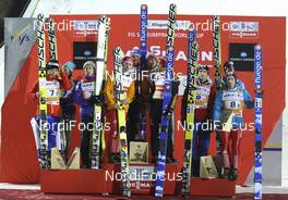 22.11.2014, Klingenthal, Germany (GER): podium, Japan, Germany, Norway - FIS world cup ski jumping, team HS140, Klingenthal (GER). www.nordicfocus.com. © Domanski/NordicFocus. Every downloaded picture is fee-liable.