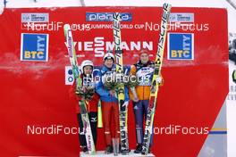 25.01.2014, Planica, Slovenia (SLO): Sara Takanashi (JPN), Daniela Iraschko-Stolz (AUT), Carina Vogt (GER) - FIS world cup ski jumping ladies, individual HS95, Planica (SLO). www.nordicfocus.com. © Mandl/NordicFocus. Every downloaded picture is fee-liable.