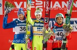 05.12.2014, Lillehammer, Norway (NOR): (l-r) Daniela Iraschko-Stolz (AUT), Fischer, Spela Rogelj (SLO) and Sara Takanashi (JPN), Elan - FIS world cup ski jumping ladies, individual HS100, Lillehammer (NOR). www.nordicfocus.com. © Laiho/NordicFocus. Every downloaded picture is fee-liable.