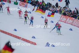 18.01.2015, Ruhpolding, Germany (GER): Valj Semerenko (UKR), Veronika Vitkova (CZE), Franziska Hildebrand (GER), Gabriela Soukalova (CZE), Darya Domracheva (BLR) - IBU world cup biathlon, mass women, Ruhpolding (GER). www.nordicfocus.com. © Manzoni/NordicFocus. Every downloaded picture is fee-liable.